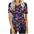 thumbnail image 2 of Fiudx Ropa de Mujer Blusa Casual de Manga Corta con Estampado de Botones y Cuello Redondo para Mujer, 2 of 5