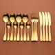 thumbnail image 2 of Juego de cubiertos dorados, tenedores, cuchillos, cucharas, cubiertos de acero inoxidable, juego de vajilla, juego de cena dorado, vajilla completa, cuchara dorada, nuevo, 2 of 5