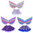 thumbnail image 2 of Conjunto de falda arcoíris con alas de unicornio para fiesta infantil, accesorios para vestido de fiesta de cumpleaños de princesa, 2 of 4