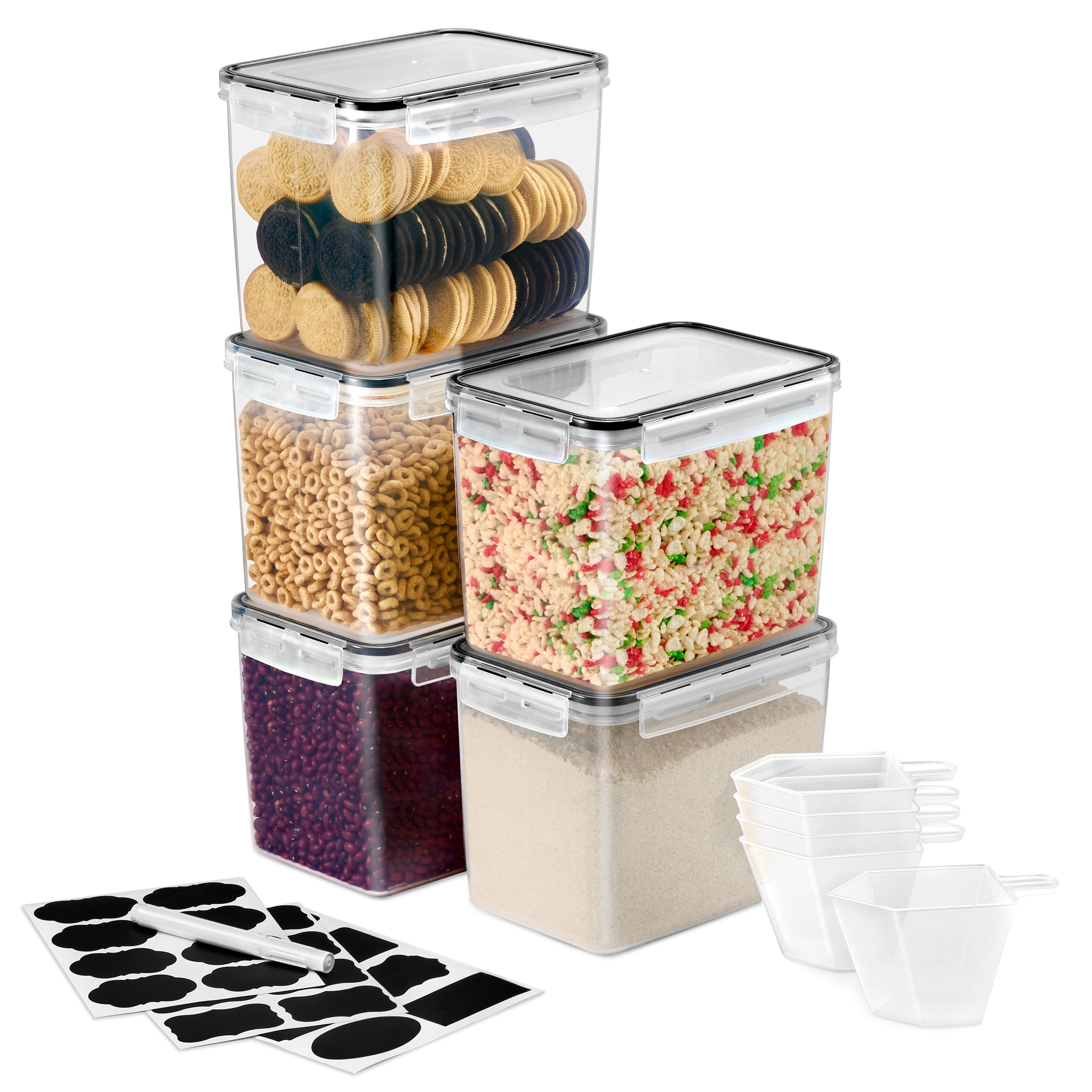 Sorbus 5-Pack 121oz Airtight Food Storage Containers with Snap Lids for Cereal, Pasta, Flour