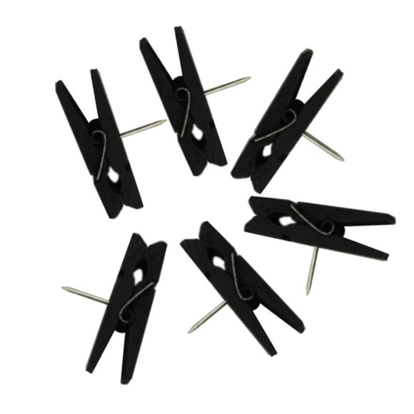 Wooden Clip Push Pins, 50PCS Black Set - Decorative & Durable Cork Board Thumb Tacks