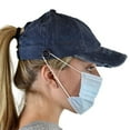 thumbnail image 4 of C.C Ponycap Criss Cross Messy Bun Side Button For Mask Adjustable Baseball Cap, Navy, 4 of 6