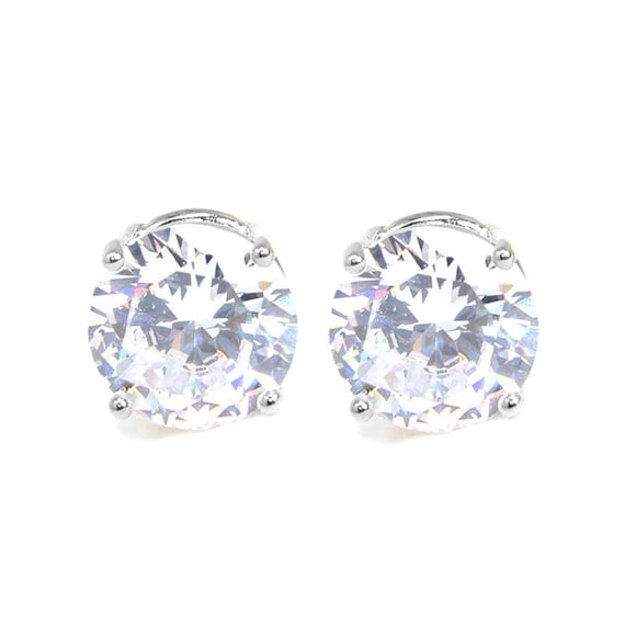 Me Plus Boucles d'Oreilles en Acier Inoxydable à Coupe Ronde en Zircon Cubique avec Étui Transparent - Or, Argent (3mm12mm) (7mm-Argent)