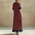 thumbnail image 7 of YuXingFu Boho Dresses for Women Maxi V-Neck Plus Size Womens Dress 1/4 Sleeve Solid Color Long Casual Summer Red S, 7 of 7