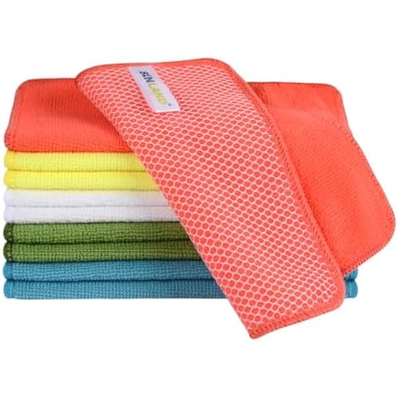 Microfiber Dish Cloth for Washing Dishes Dish Rags Best Kitchen Washcloth Cleaning Cloths with Poly Scour Side 5 Color Assorted 7.87inchx7.87inch 10pack