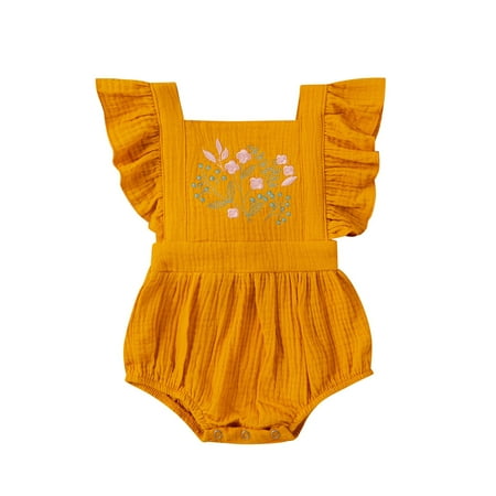 

Toddler Girl Outfits Summer Embroidery Flower Cotton Jump Romper Sleeveless Casual Sporty Style Suits for Kids
