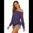 thumbnail image 4 of Blusa de Larga con Cuello y Hombros Descubiertos para Mujer Púrpura S, 4 of 7