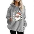 thumbnail image 2 of HOMBOM Gray Merry Christmas Sweatshirts for Womens Cute Santa Pullover Hoodies Funny Fleece Long Sleeve Womems Tops, 2 of 4