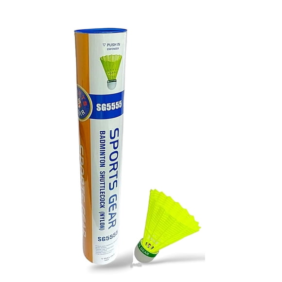 Équipement de Sport SG 5555 Volant en Nylon Haute Performance Vert, Lot de 12, Fabriqué avec des Matériaux de Haute Qualité
