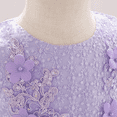 thumbnail image 6 of IBTOM CASTLE Baby Girl Flower Dress Sleeveless Lace Bowknot Princess Tulle Tutu Bridesmaid Wedding Baptism Birthday Party Prom Gown 12-18 Months Purple, 6 of 9