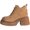Brown, variant on Women's Leather Lace-Up Platform Block Heel Ankle Boots Round Toe Side Zipper Comfortable Non-slip Mid Chunky Heel Combat Boots Casual Fashion Dress Bootie