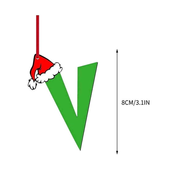 Luoshdecor Christmas Tree Letter Ornaments 2025,26 Initial Xmas Green Decoration ,Xmas Gift Hanging Pendant for Home Party 3.15in (V)
