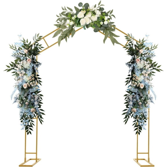 Arch Backdrop Stand A-Shape Wedding Arch Outdoor Flower Garden Trellis Wedding Arch Frame for Garden Decorations, Outdoor Party Decorations, 6.56 * 7.87FT (Gold)