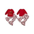thumbnail image 2 of Kid Toddler Girls Pants Clothing Set, 6 12 18 24 Months 2T 3T 4T 5T Tree Print Long Sleeve Sweatshirt with Flare Pants Christmas Outfit, 2 of 9