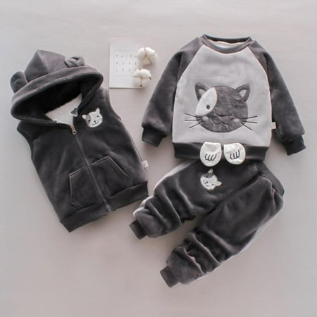 

Lovebay Toddler 3-Piece Fleece Hoodie Vest Long-Sleeve Coat Sweatshirt and Pant Playwear Set 1-2 Years