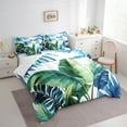 thumbnail image 3 of Castle Fairy Tropical Leaves 7-Piece Twin Bedding Sets,Green Blue Bedding Comforter Set,Botanical Plants Breathable Sheet Sets,Ultra Soft Gradient Home Decor,Reversible, 3 of 8