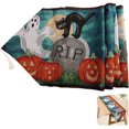 thumbnail image 1 of mantel de halloween, camino de mesa de decoración de halloween camino de mesa para el hogar decoración de fiesta de halloween, calabaza, fantasma, gato negro, algodón poliéster, mantel tejido JAMW Sencillez, 1 of 5