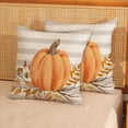 thumbnail image 6 of Fall Pillow Covers 20x20 Pack of 2 Orange Pumpkin Leaf Branch and Stripes Fall Decor Pillowcase Autumn Thanksgiving Decorations Outdoor Throw Pillow Covers Linen Cushion Case for Couch Home, 6 of 6
