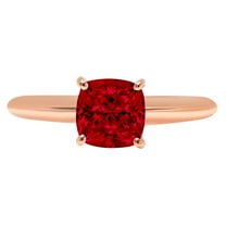 1.0ct cushion cut red natural garnet 18k rose gold anniversary engagement ring size 6