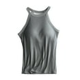 thumbnail image 2 of Baberdicy Women's Padded Camisoles Built in Bra Sleeveless Solid Color Casual Layering Tank Tops, Grey Xl, 2 of 7