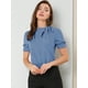 thumbnail image 3 of Top Elegante De BluDe ManCorDe OficiDe Las Camisas Del Cuello De PajariDe Las Mujeres Azul S, 3 of 6
