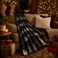 thumbnail image 3 of Colorful Guitar Icons on Dark Background, Playful Retro Music Pattern for Guitar Lovers, Father's Day Gift, Soft Flannel Blanket for Game Room and Office, Retro Home Decor, 3 of 9