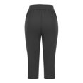 thumbnail image 6 of WQQZJJ Ladies Solid Color Capri Pants, Elastic Waist Pocket Wide Leg Pants Casual Stretch Fashion Pants Summer Women's Clothing, 6 of 7