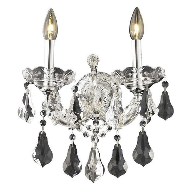 Elegant Lighting Maria Theresa Transitional 2 Light E12 Crystal Wall Sconce Chrome