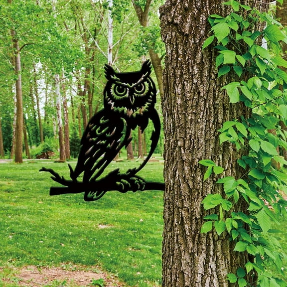 Owl Garden Decor Metal Bird Outdoor Garden Ornament Black Silhouette Outdoor Decor Animals Metal Fence Stakes Decorative Yard Art for Farm Lawn Patio Gift for Gardeners