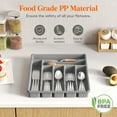 thumbnail image 3 of Lifewit Silverware Drawer Organizer Tray, Plastic Cutlery Storage for Kitchen Drawer, Flatware and Utensil Holder Divider for Spoons Forks Knives Tableware, 7 Compartment, Gray, 3 of 8