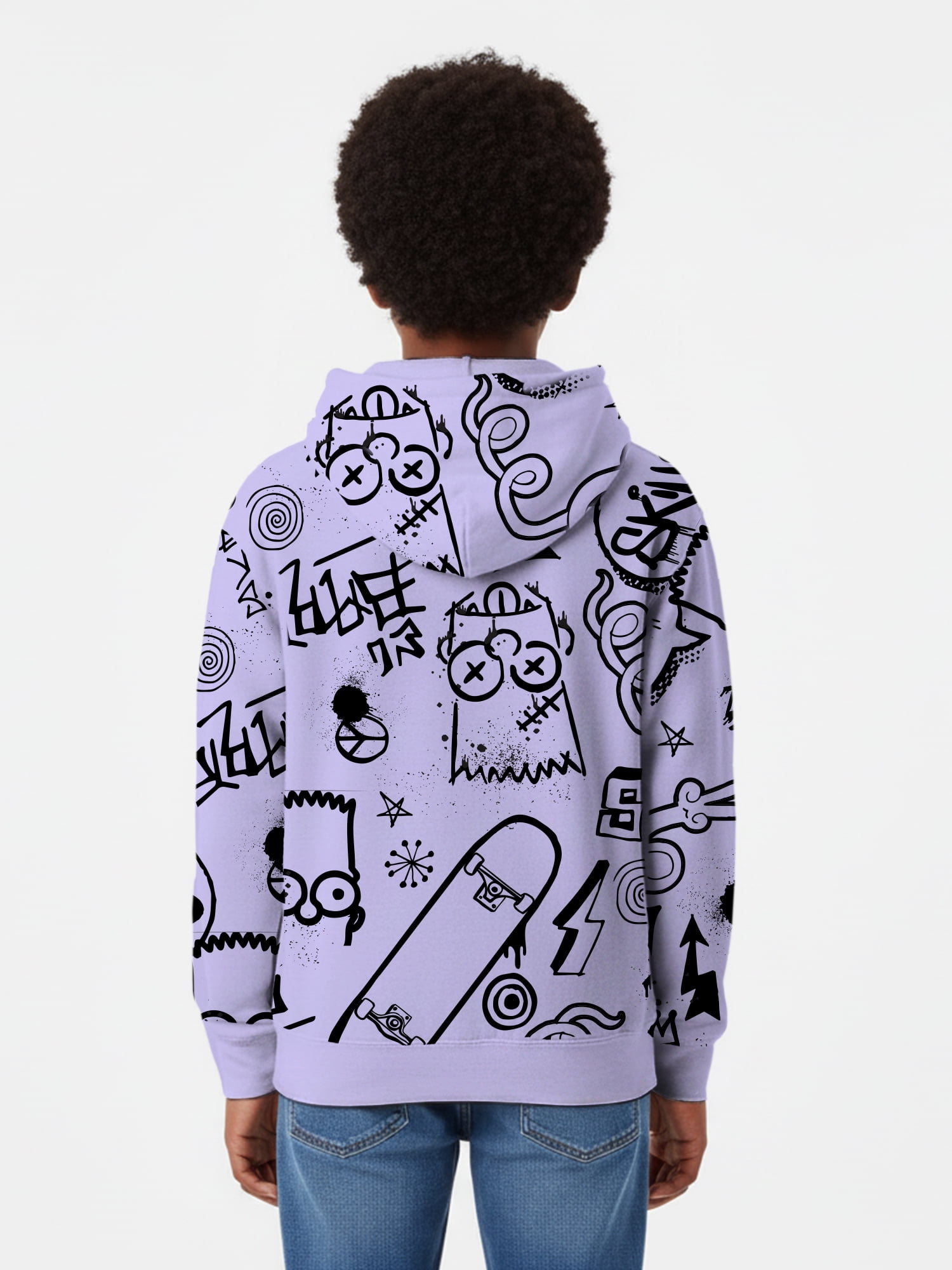 The Simpsons, Boys' & Big Boys' Graphic Hoodie, Bart Graffiti, Sizes 4-18