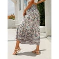 thumbnail image 5 of Maxi Skirts for Women 2025 Summer Boho Long Flowy Floral Elastic High Waist Skirt Casual Travel Skirt  S, 5 of 8