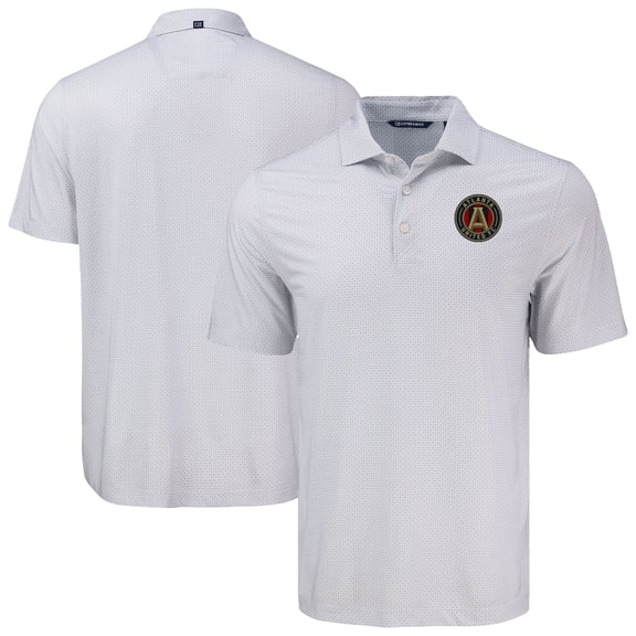 Men's-Cutter & Buck  Gray Atlanta United FC Pike Eco Diamond Dot Print Recycled Polo