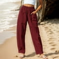 Clearance! Gcpics Women's Cotton And Linen Casual Pants Holiday Wind
