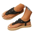 thumbnail image 3 of Yuanlong Womens Sandals Floral Toe Post Beach Sandals Elastic Ankle Strap Comfortable Outdoor Casual Thong Sandal, 3 of 9