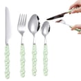 thumbnail image 2 of 4 Pieces Creative Pearl Ceramic Handle Kitchen Stainless Silverware Tableware Flatware Cutlery Creative Hotel Home Steak Dessert Spoon, 2 of 9