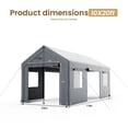 thumbnail image 3 of MOALCOFER 10x20FT Portable Carport with Side-Opening Door,Heavy Duty Car Canopy Garage with Waterproof UV-Resistant Cover, 3 of 6