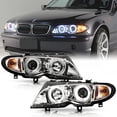 thumbnail image 2 of ACANII - For [Halogen Model] 2002-2005 BMW E46 Sedan 3-Series LED Halo Chrome Projector Headlights Headlamps Assembly, 2 of 4
