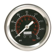 Viair 90088 Black Face 2" 160 PSI Illuminated Single Needle Gauge
