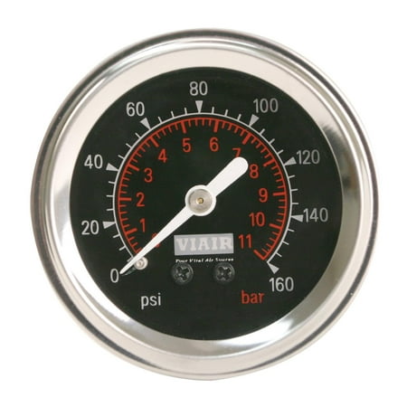 Viair 90088 Black Face 2" 160 PSI Illuminated Single Needle Gauge