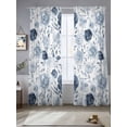 thumbnail image 2 of Vintage Flowers Sheer Curtains 108 Inch Long 2 Panels, Light Blue Flowers Leaf Decoration Light Filtering Rod Pocket Semi Sheer Curtains, Sheer Voile Drapes for Living Room Bedroom, 52"x108", 2 of 5