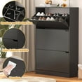 thumbnail image 4 of YEASIN Black Shoe Cabinet with 3 Flip Drawers - Modern Shoe Storage for Entryway, Freestanding, Wooden Rack for Front Door Entrance, 4 of 6