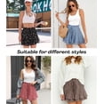 thumbnail image 4 of Pantalones cortos LOMMON de verano, casuales, de chifón, con volantes, marrón S, 4 of 4