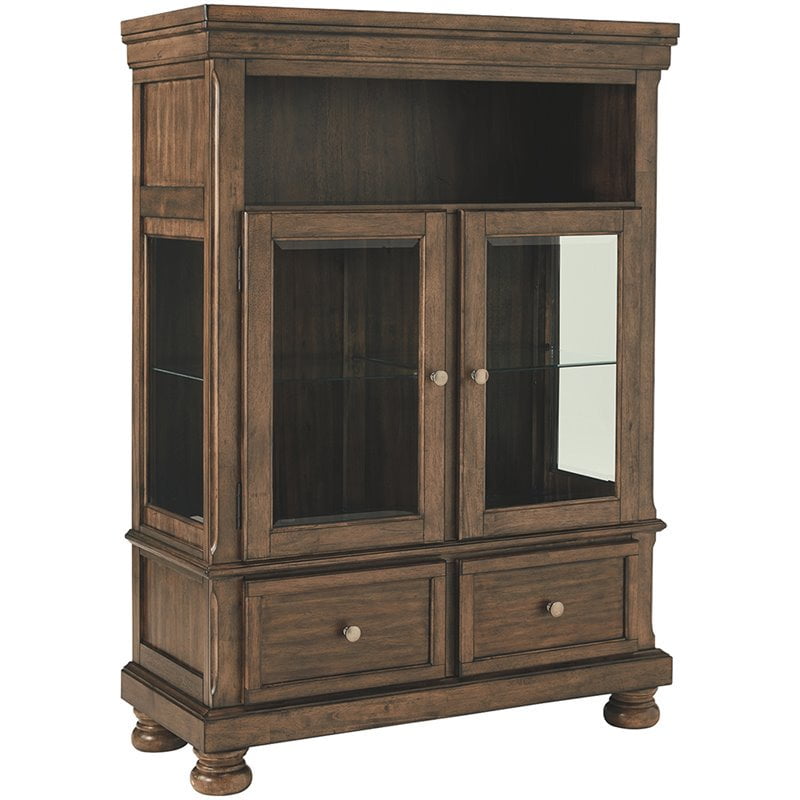 Ashley Furniture Flynnter Curio Cabinet in Medium Brown ...