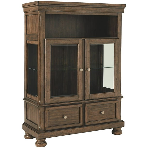 Ashley Furniture Flynnter Curio in Medium Brown