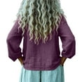 thumbnail image 6 of Fengqque Womens Long Sleeve V-neck Tops Cotton Linen Shirts Casual Loose Fit Blouses Boho Fashion Purple L(L), 6 of 6