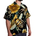 thumbnail image 2 of Starry Bees in the Sky Men's Short Sleeve Spread Collar Poplin Button Down Casual Printed Summer Beach Unisex Shirts, 2 of 6