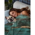 thumbnail image 3 of Teal Brown Wood Print King Size Flat Sheet, Wrinkleproof & Fadeproof Cooling Flat Bed Sheet Only, Farmhouse Vintage Plank Breathable Soft Bedding Top Sheets 105 x 98 Inches, 3 of 8