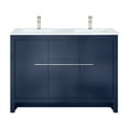 thumbnail image 2 of Lafarre 48 in W Navy Blue Double Bath Vanity, White Quartz Top & Brushed Nickel Faucet Set, 2 of 3