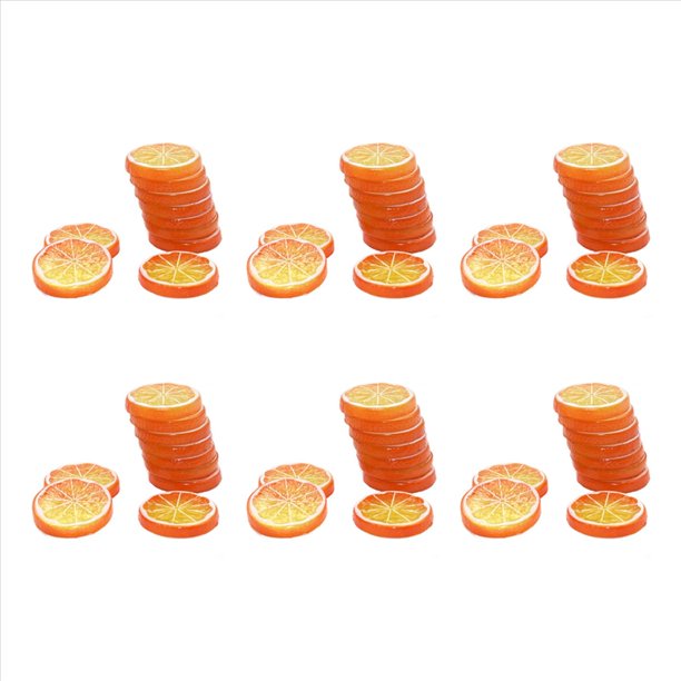 Modelo de Alta Simulación de 60 Piezas de Rodajas Limón Artificial Fruta Artificial Decoración Fiesta Familiar Naranja